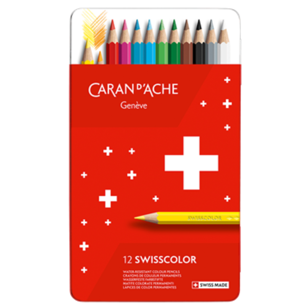 Caran d’Ache Swisscolor 12 Matite acquarellabili – Confezione in Metallo
