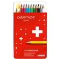 Caran d’Ache Swisscolor 12 Matite acquarellabili – Confezione in Metallo