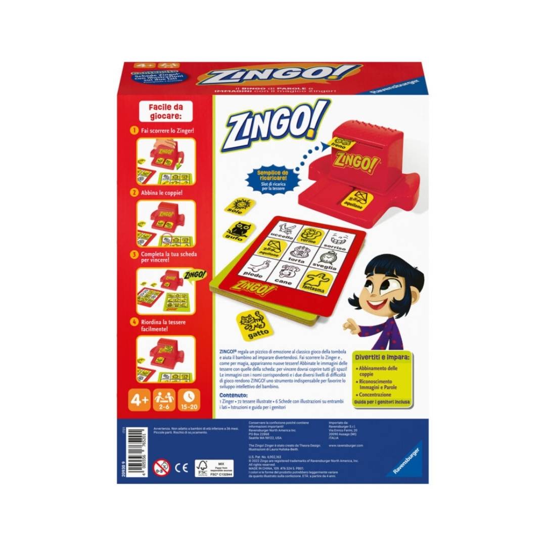 Ravensburger 7700 Zingo! Bingo – Gioco Educativo Per Bambini Dai 4 Anni – Versione Inglese