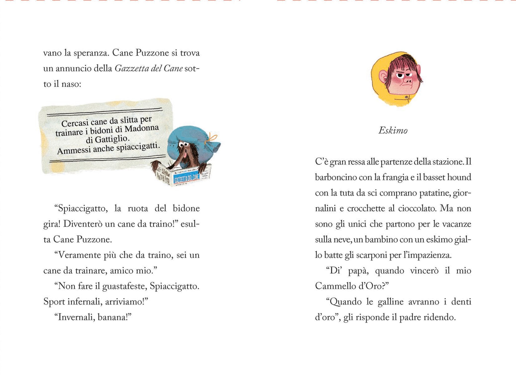 Cane puzzone va a sciare