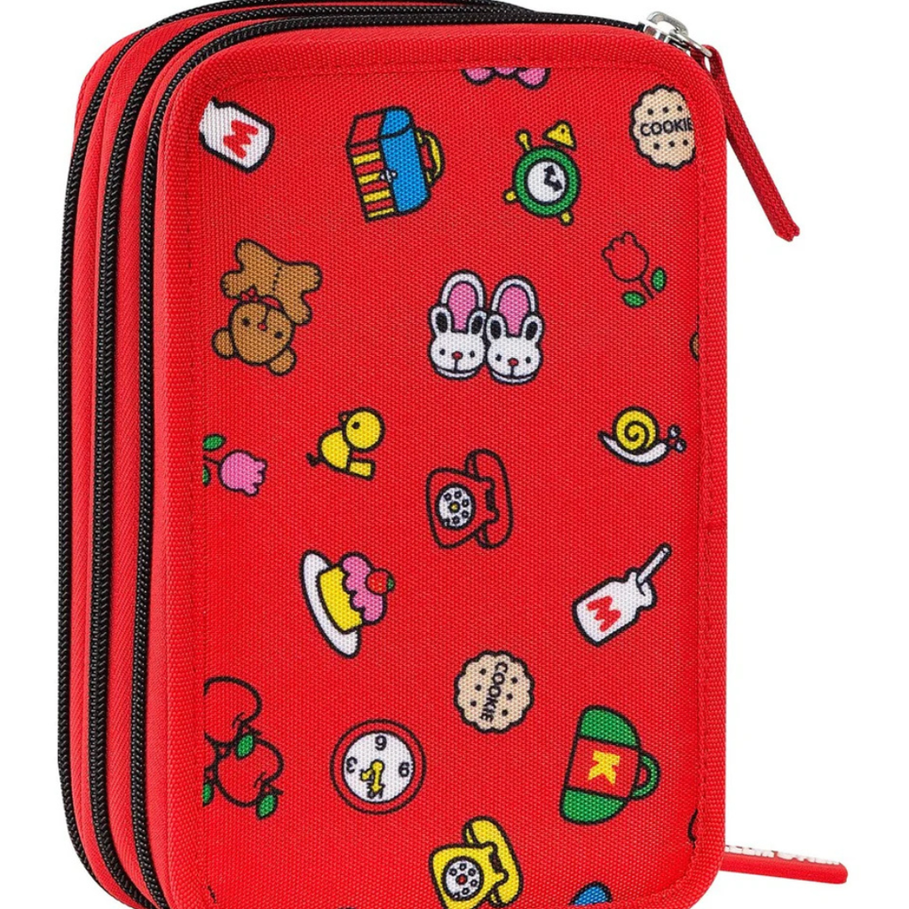 Astuccio 3 zip Hello kitty Rosso
