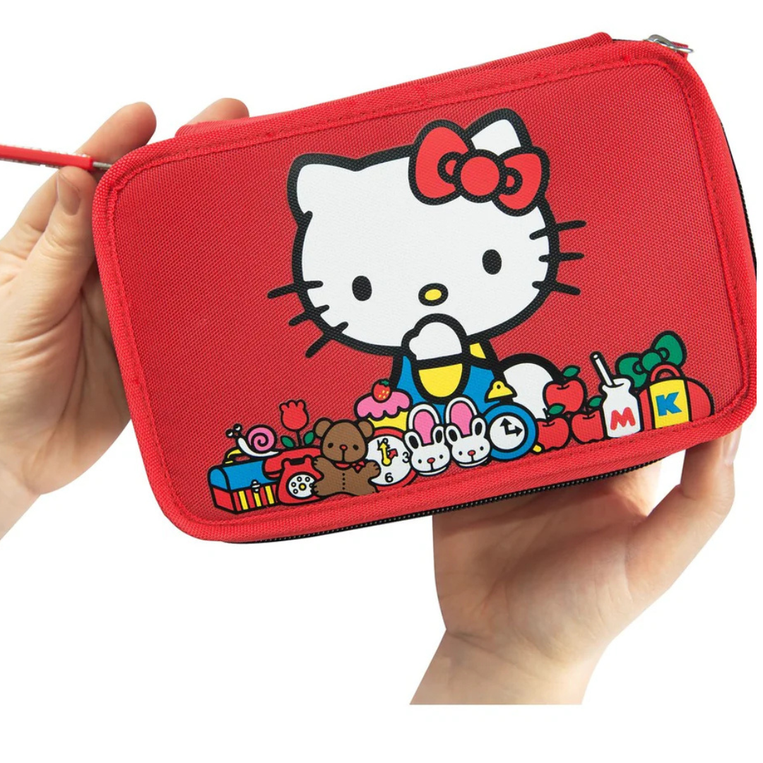 Astuccio 3 zip Hello kitty Rosso