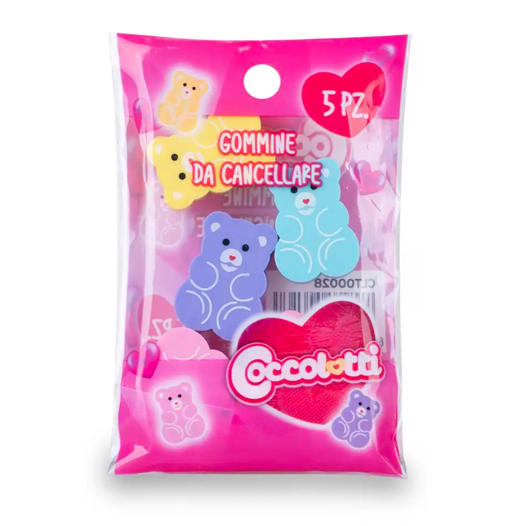 Bustina 5 mini gomme da cancellare Coccolotti