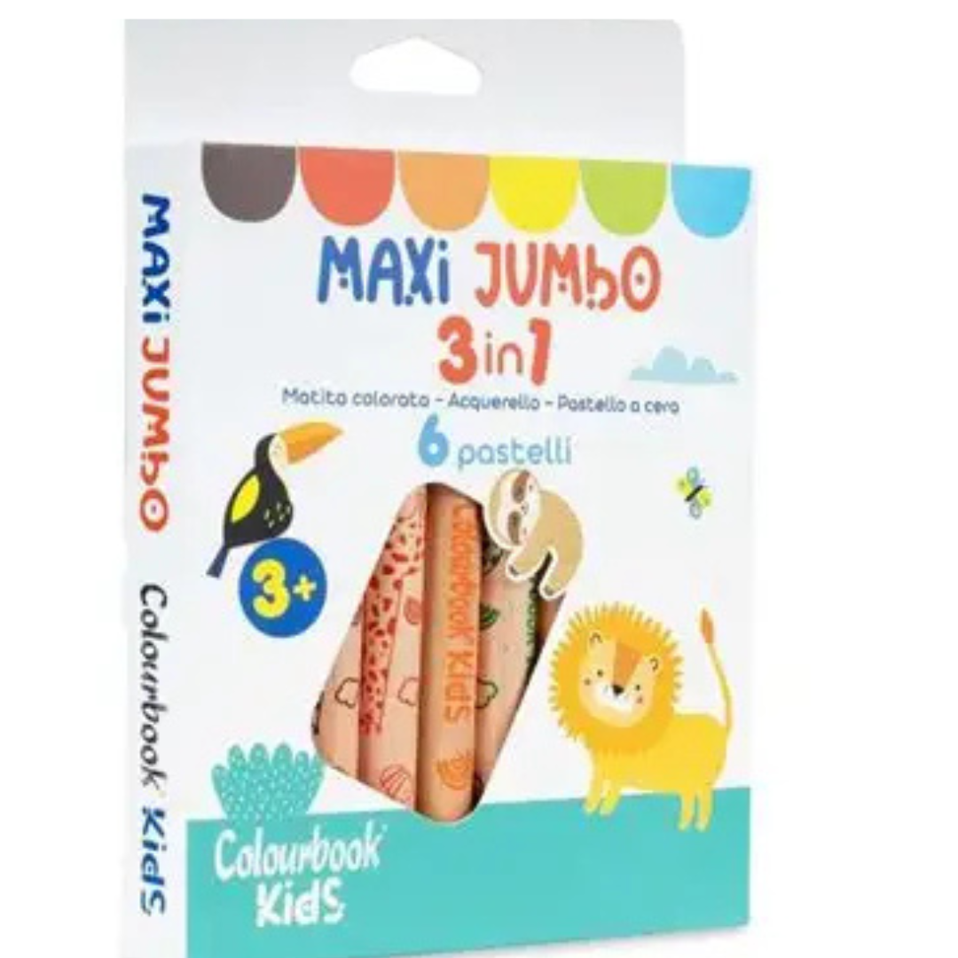 Set 6 matite colorate Maxi Jumbo 3 in 1