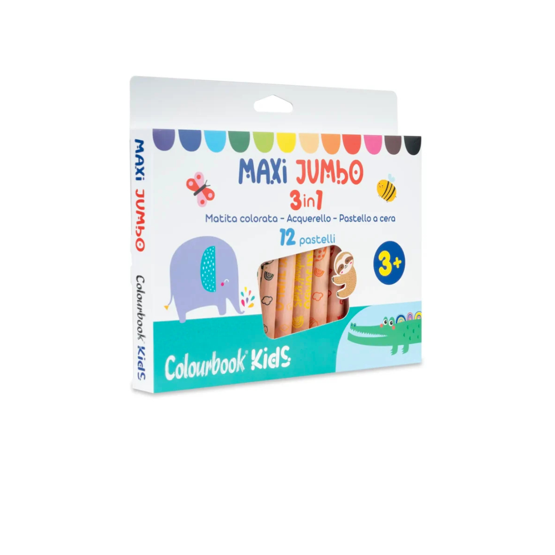 Set 12 matite colorate Maxi Jumbo 3 in 1