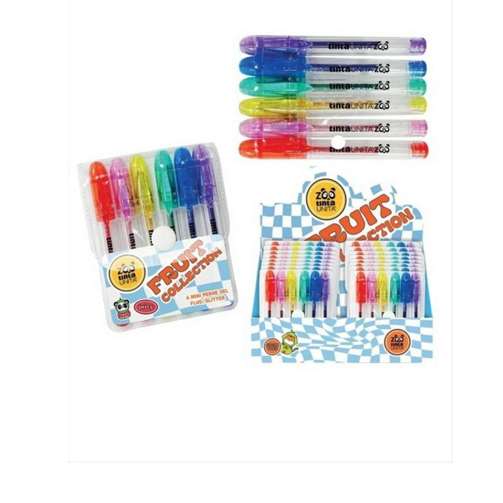 Mini Penne Gel Glitter Zoo Tinta Unita Fruit Collection