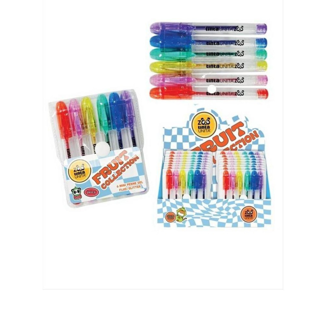 Mini Penne Gel Glitter Zoo Tinta Unita Fruit Collection