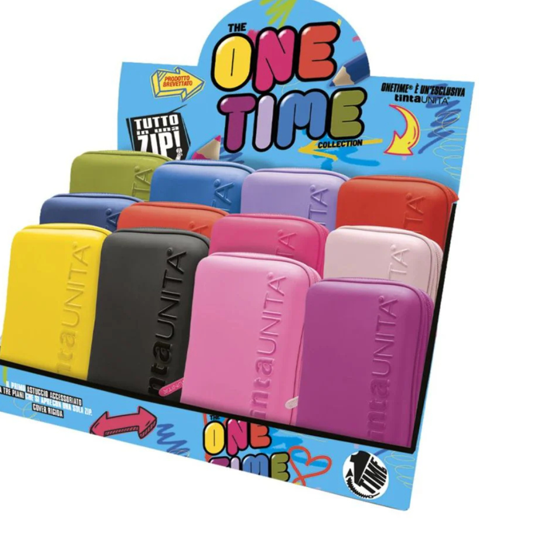 Astuccio One Time Tinta Unita - Una sola zip, tre scomparti