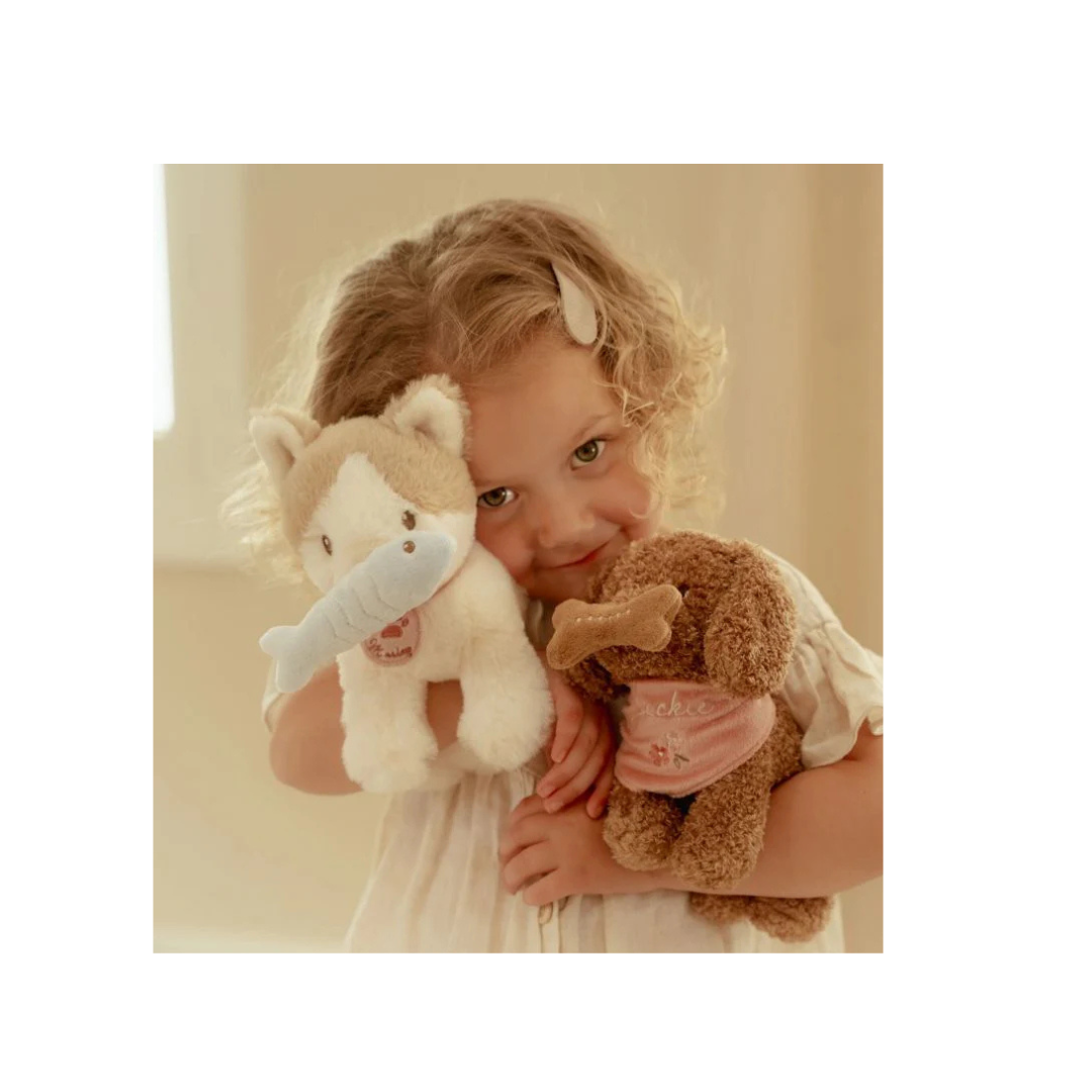 Peluche cane Jackie con trasportino