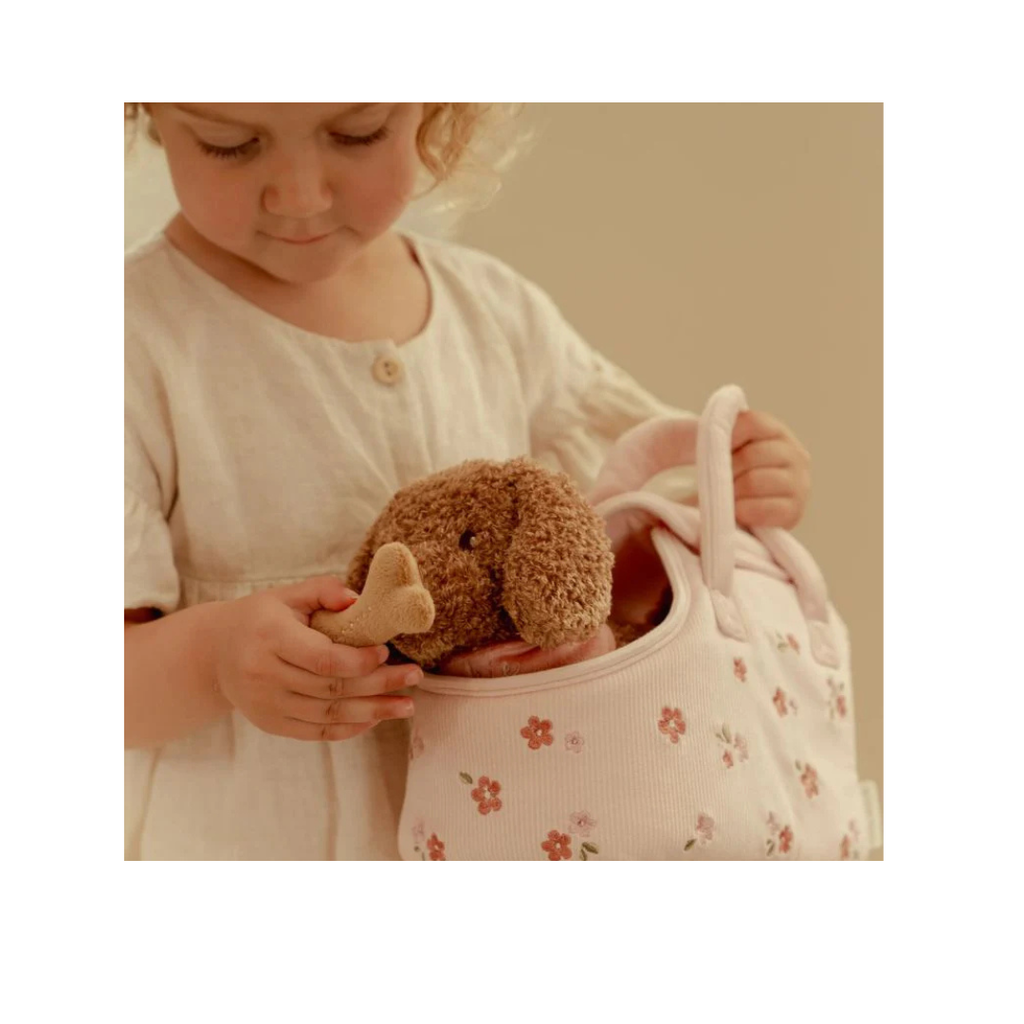 Peluche cane Jackie con trasportino