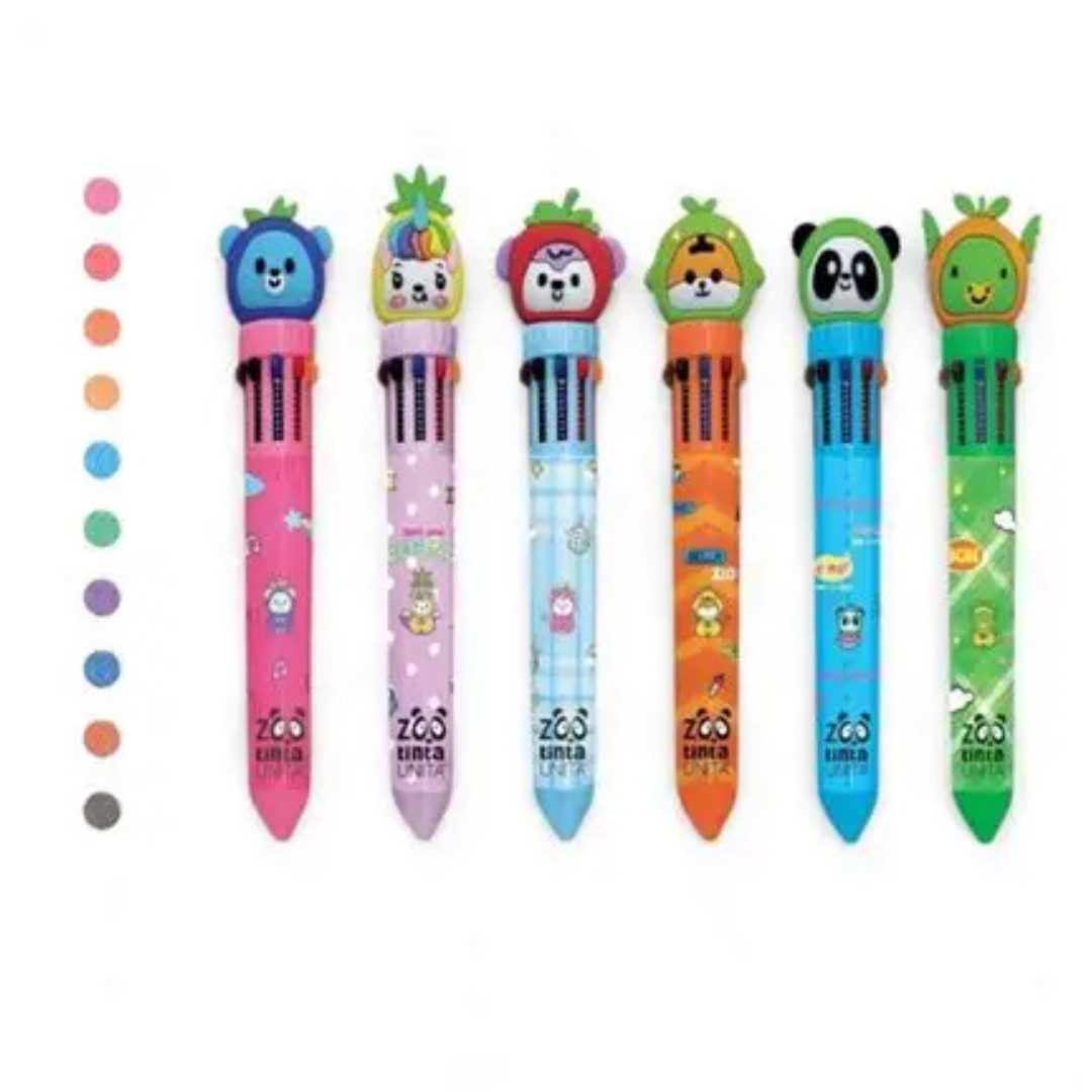 Penna Multicolore Tinta Unita Zoo Fruit Collection